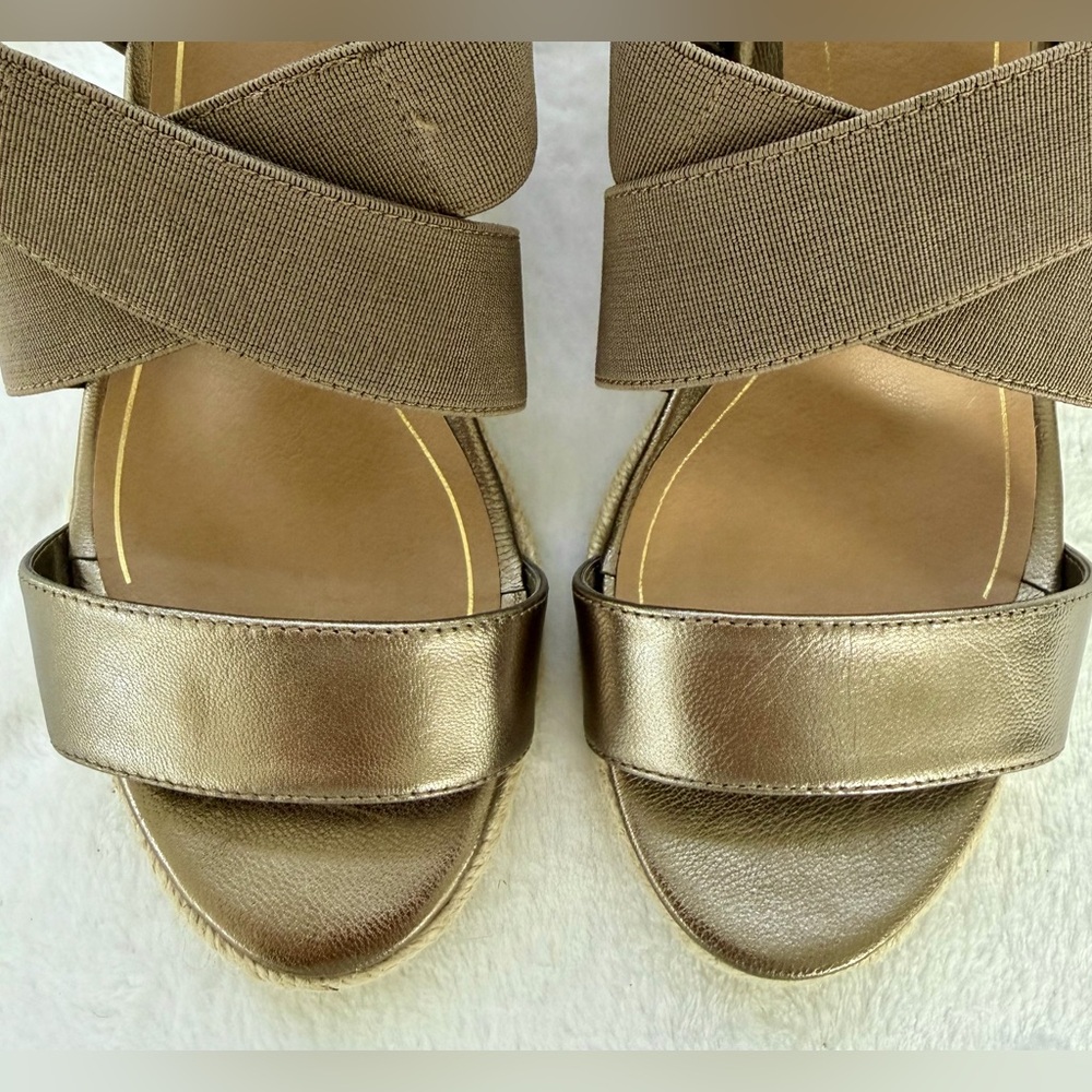 Vionic Tulum Ainsleigh Taupe Bronze Size 7 Sandals Espadrille Wedge Metallic - Picture 5 of 15
